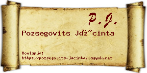 Pozsegovits Jácinta névjegykártya